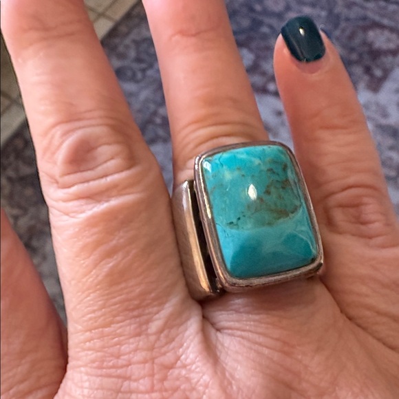 Barse Turquoise beth dutton inspired sterling silver 925 wide band ring - Picture 2 of 14